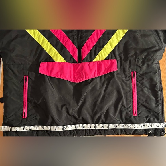 Vintage 1990s Neon Ski Jacket Thinsulate Pullover Black Pink Lime Retro - Picture 7 of 7